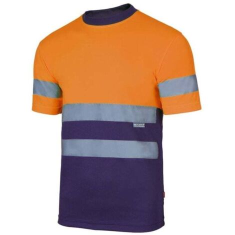 T-shirt technique bicolore haute visibilité VELILLA Orange / Navy L.