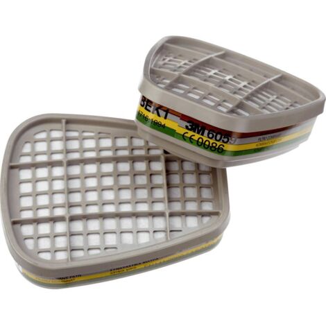 3M – Filtre ABEK1 pour masque série 6000 – Protection contre vapeurs inorganiques et gaz acides – Raccord à baïonnette – Lot de 2 pièces
