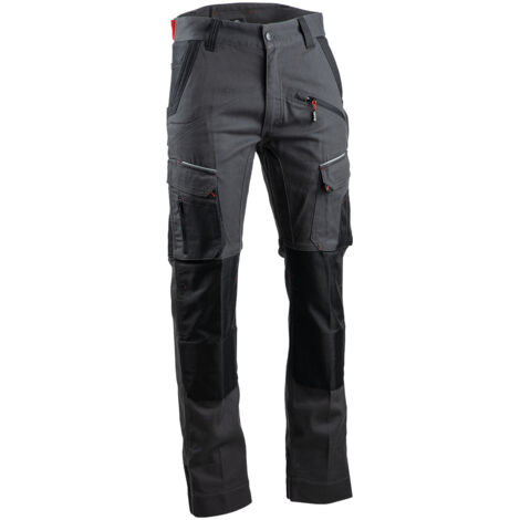 Pantalon stretch bicolore multipoches genouillères imperméable LMA COSMOS Gris Foncé 46. (1/2)