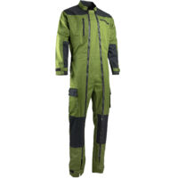LMA – Combinaison Trident haute visibilité vert mousse/noir T.4 – 2 poches poitrine zippées – Renforts genoux – Col officier