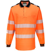 Polo de travail manches longues haute visibilité Portwest PW3 Orange / Noir 4XL.