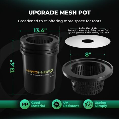 Kit Hydroponique DWC 7 Seaux De 20L - Avec Pompe à Air 12W - Pour Culture Intérieur De Légumes, Fruits, Herbes - Facile à Monter