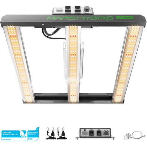 Mars Hydro FC 1500 EVO Lampe de Croissance LED Spectre Complet Samsung 301H EVO Ampoules Lampes de Croissance avec Chaînes de Suspension pour Tente de Culture 1-3 Plantes Intérieur Légumes Fleurs Succ