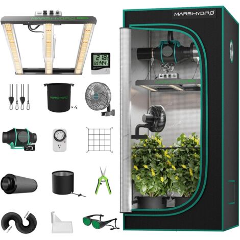 Mars Hydro – Tente de culture indoor 80x80x160 cm – Lampe LED FC-1500 150W dimmable – Ventilateur 4 pouces avec filtre à charbon – Pour 2-3 plantes (1/5)