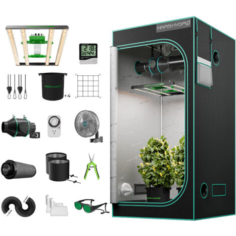 FC3000 Full Growth Zelt, Samsung LM301H EVO, mit 100 x 100 x 180 cm Wachstumszelt und 4-Zoll Belüftungssatellit Full Spectrum Variable Intensity LED Wachstumslicht Mars Hydro