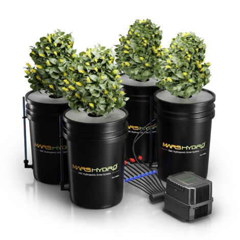 Kit à outils DWC Hydrokultur de 5 gallons avec pompe à air de 4 cylindres et 8 W Mars Hydro