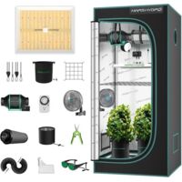TS1000 LED-Wachstumslicht + 80 x 80 cm großes Pflanzenwachstumsset, Touchscreen-Lüfter mit passendem Thermostat Mars Hydro