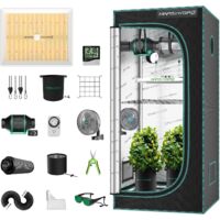 Mars Hydro – Tente de culture indoor 80x80x160cm – Lampe LED TS 1000 150W dimmable – Ventilateur axial 4" et filtre à charbon – Pour 2-3 plantes