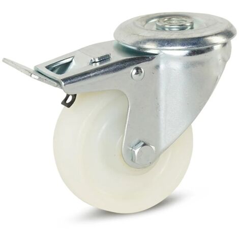 Roue pivotante nylon freinée - MESO - Trou central - 80 mm - 150 kg (1/2)