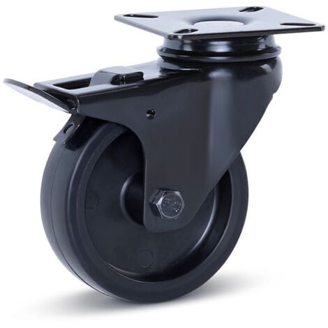 Roulette Pour Meuble AVL Roulette Fixe à Platine - Roue Nylon Noir 14