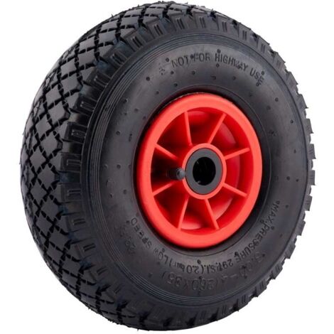 Roue diable/remorque - MESO - 3.00-4 - Rouge/Noir - Gonflable - 125kg