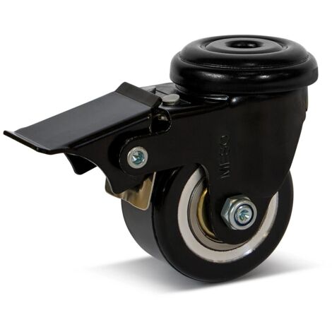 Roue pivotante freinée - MESO - PU - Trou central - 50mm - 120kg (1/2)