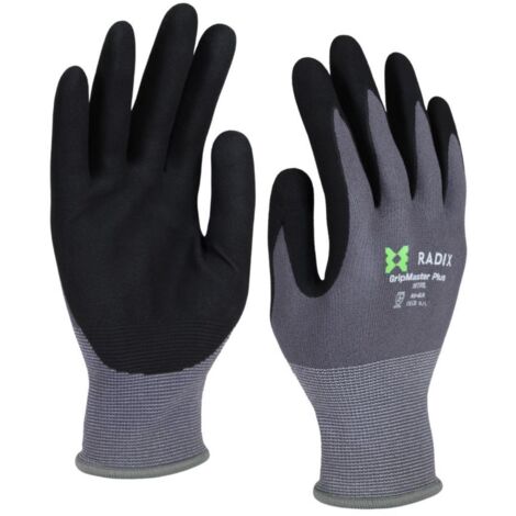 Gants de travail - Radix - GripMaster Plus - Nitrile micro-mousse noir/gris - Taille M9 / M (1/5)