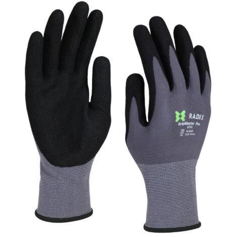 Gants de travail - Radix - GripMaster Pro - Nitrile mousse noir/gris - Taille M10 / L (1/5)
