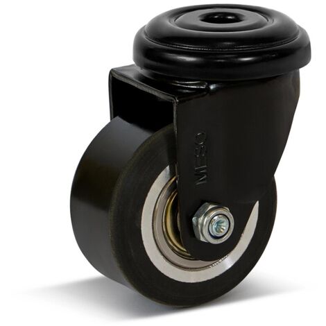 Roue pivotante - MESO - PU - Trou central - 50mm - 120kg (1/2)