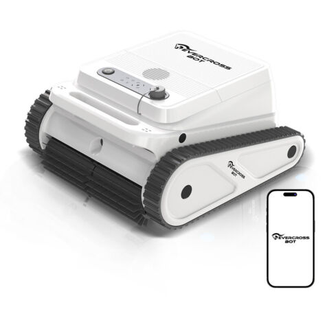 EVERCROSS BOT U8 Robot Piscine Sans Fil avec APP, Nettoyage du Fond, des Parois, de la Ligne d' Eau, 120Min, 200m² d'Autonomie(Blanc)
