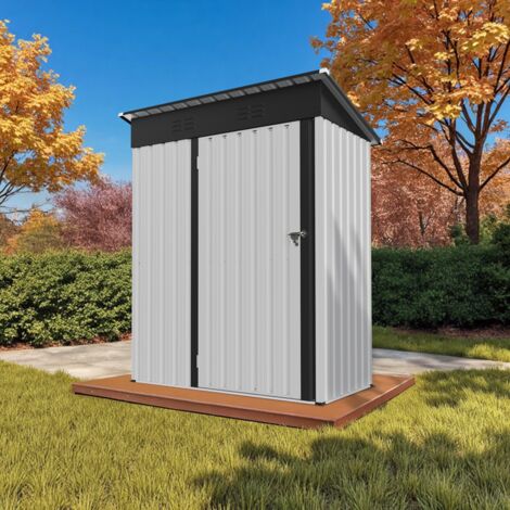 HOMAVO Abris de Jardin Metal avec Fondation, Cabane de Jardin Exterieur, Idéal pour Jardin, Terrasse ou Pelouse, 153 × 75 × 180 cm