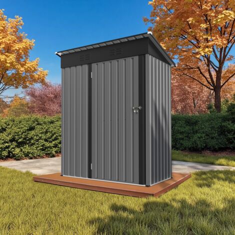 HOMAVO Abris de Jardin Metal avec Fondation, Cabane de Jardin Exterieur, Idéal pour Jardin, Terrasse ou Pelouse, 153 × 75 × 180 cm