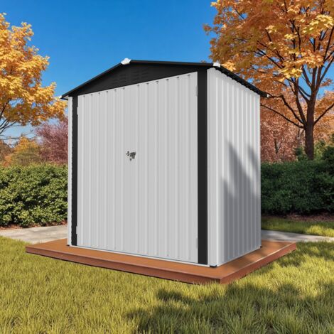 HOMAVO Abris de Jardin Metal avec Fondation, Cabane de Jardin Exterieur, Idéal pour Jardin, Terrasse ou Pelouse, 185.4 × 107 × 180 cm