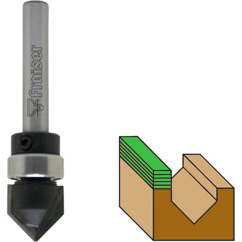 Fraiser en V avec Roulement superieur D=12.7 A=45° S=6.35 (1/4) - Fraiser (1/4)