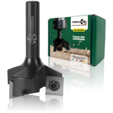 Fraise à surfacer 35mm – Queue 8mm – 3 lames carbure réversibles – Acier haute résistance pour bois massif