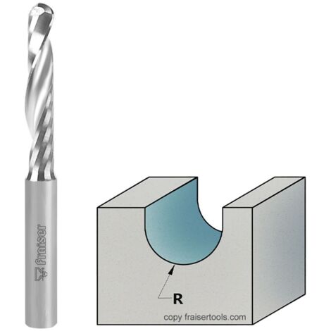 Ball nose pour plastiques, alliages légers et composites queue 6mm R=3 LT=75 S=6 POLY - Fraiser (1/5)