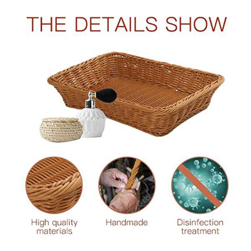 2 Cestini In Vimini Sintetico 40x30x8 Cm - Per Pane, Frutta, Oggetti Per Casa