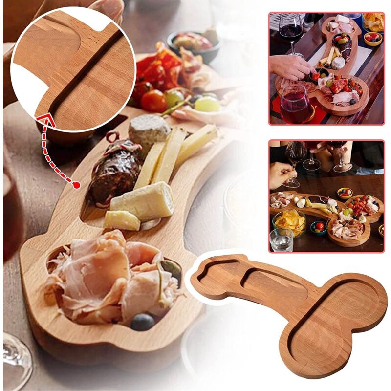 Piatto Portata In Legno Di Faggio Naturale 25 Cm - 5 Scomparti Per Antipasti, Formaggi E Snack | Tagliere Rotondo