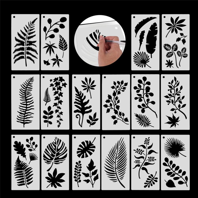 Stencil a forma di vite, 34 x 11,5 cm, riutilizzabile, motivo: foglie, uva, viti