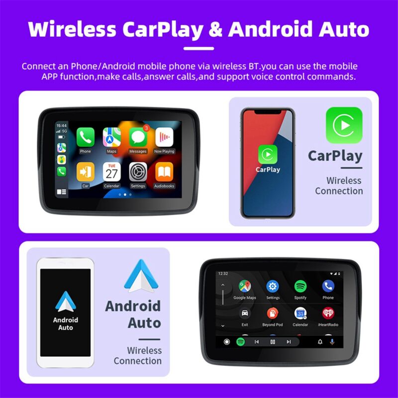 GPS Per Moto Portatile - Schermo 5" IPS, Wireless CarPlay/Android Auto, Impermeabile IP67 - Foto 8