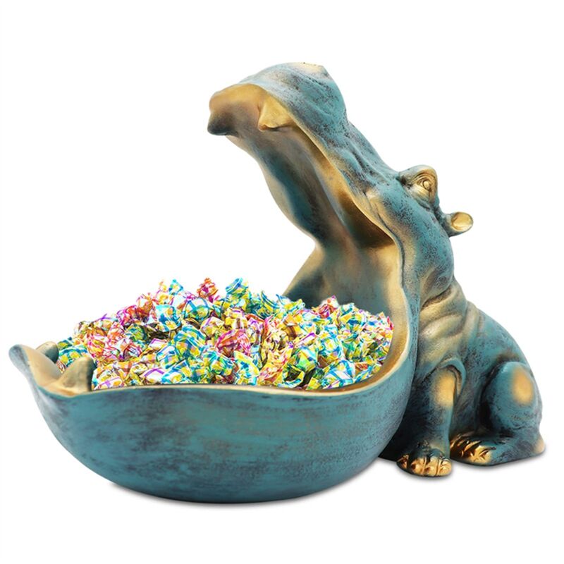 Ciotola Porta Frutta A Forma Di Ippopotamo In Resina – Scultura Decorativa Per Frutta, Snack O Oggetti - 3