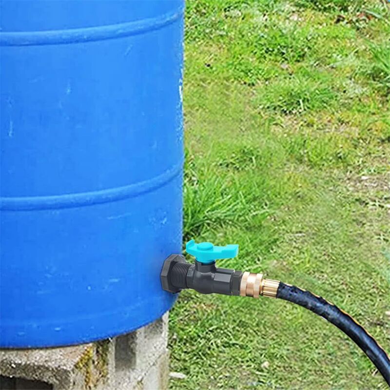 Rubinetto Per Canna D'Acqua Piovana In Acciaio Inox 304 - Kit Con Valvola A Sfera Girevole, Raccordo Per Tubo Da Giardino, Senza Piombo - 2