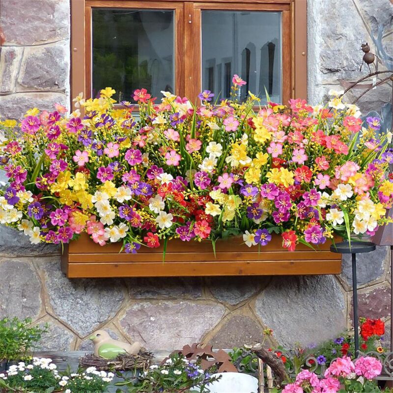 Ruiuzioong Fiori Finti Artificiali, Confezione da 4 Pezzi, Resistenti ai Raggi UV, per Interni ed Esterni (Orange