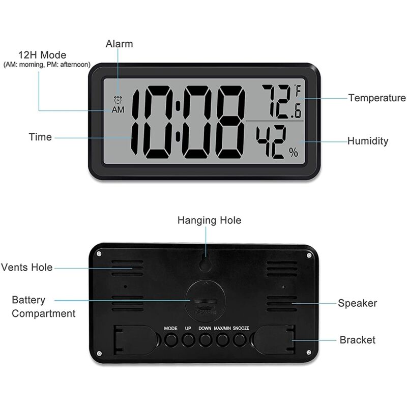 Orologio Digitale Da Tavolo Mini LCD - Batteria Inclusa Per Ufficio, Casa O Viaggi - Foto 13
