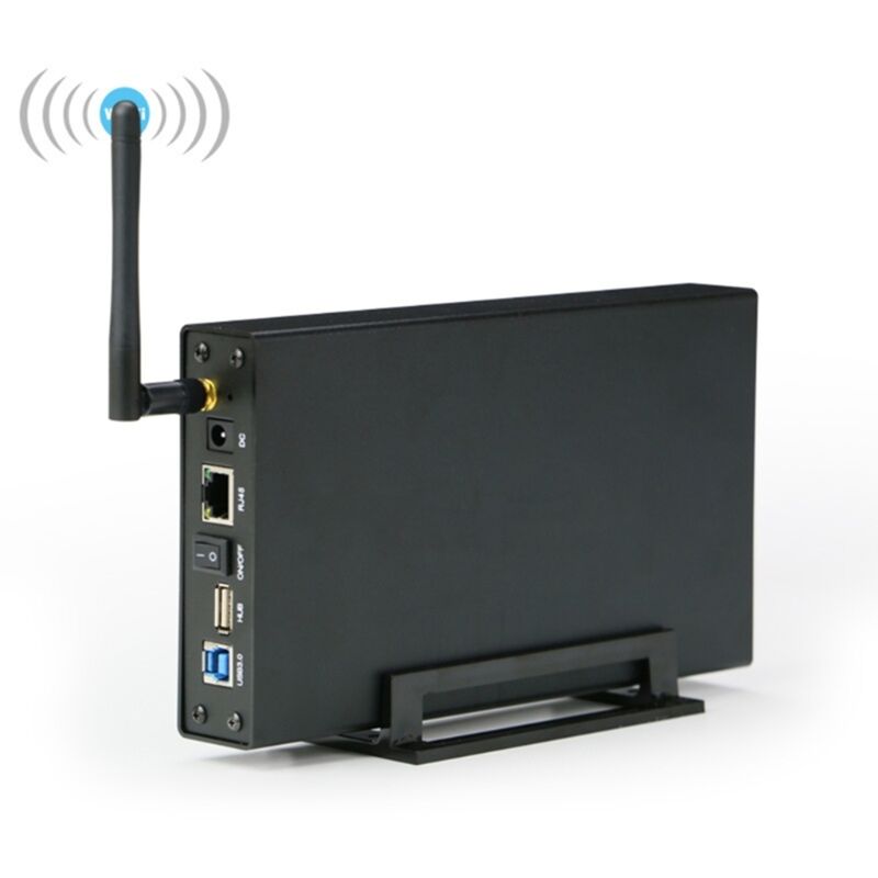 Vocdikficy Case Portatile Per HDD/SSD Da 3,5 Pollici – USB3.0, RJ45 Ethernet E NAS, Server Di Streaming Wireless, Spina UE