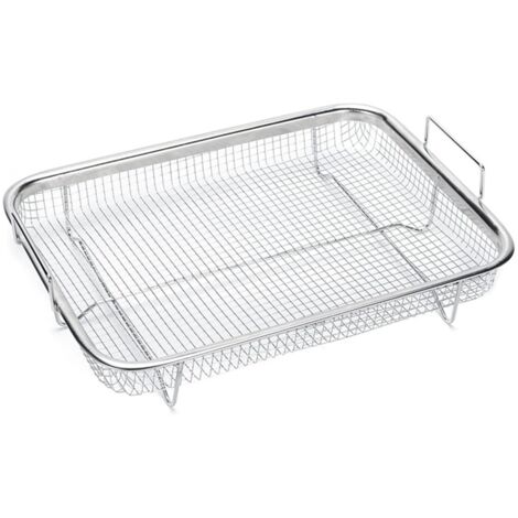 Cestello Reticolare Antiaderente Per Friggitrice Ad Aria – Vassoio In Acciaio Inox Per Forno, Forma Rettangolare, Robusto E Lavabile In Lavastoviglie - 2