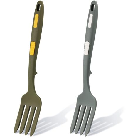 Heyu-Lotus - Set di 2 cucchiai da cucina antiaderenti in silicone, resistenti al calore, colore: nero