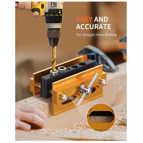 Guida Per Fori Autocentrante Per Legno | Localizzatore Di Perforazione Con Boccole Metalliche | Per Fori Da 6, 8, 10mm - Foto 2