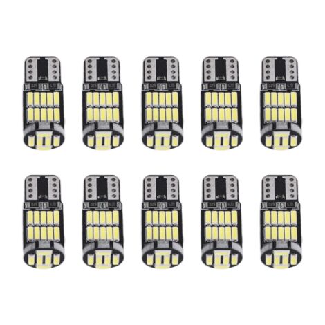 NATGIC Lampadine LED W5W T10 Canbus - 10 Pezzi - 6000K Bianco Xenon - 7020 SMD - Per Interni Auto, Targa E Plafoniera