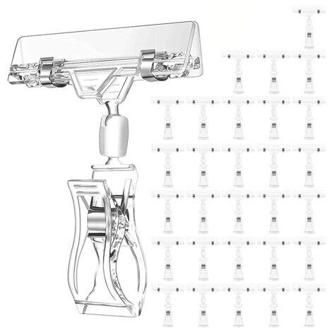 10 Clip Girevoli Per Cartellini E Etichette, Morsetti In Plastica Per Espositori E Rack Da Negozio, 11x8 Cm - 2