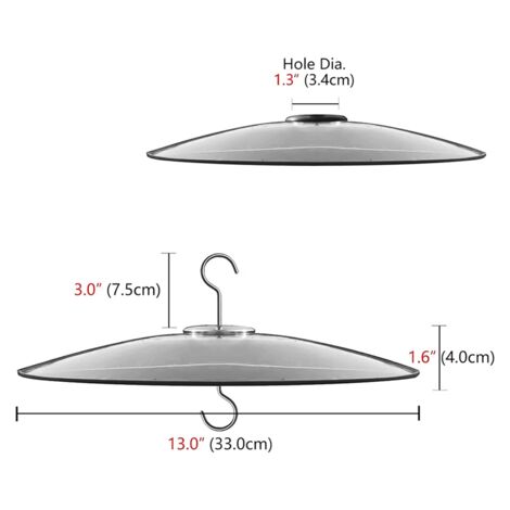 Deflettore Per Mangiatoie Uccelli In Vetro Temperato 33 Cm - Grande Cupola Protettiva Contro Pioggia E Scoiattoli Con Gancio Acciaio Inox