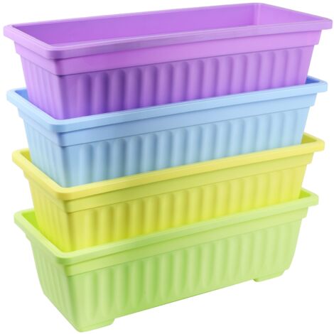 PINGEUI Confezione da 6 fioriere rettangolari in plastica da 43 c, per