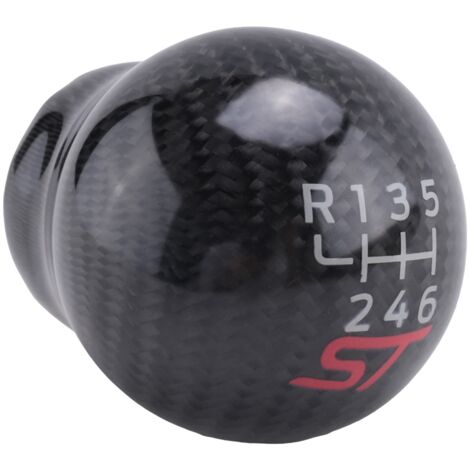 EVGATSAUTO Pomello del cambio, Cambio universale per auto Pomello in fibra di carbonio Testa del cambio con 3 adattatori in metallo Universale per Auto (8 mm/10 mm/12 mm) (Nero