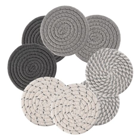 Alihoo Sottobicchieri In Bambù Con Supporto – Set Da 8 Pezzi – 12 Cm Di Diametro – Lavabili E Naturali – Perfetti Per Tazze, Bicchieri E Bevande Calde/Fredde