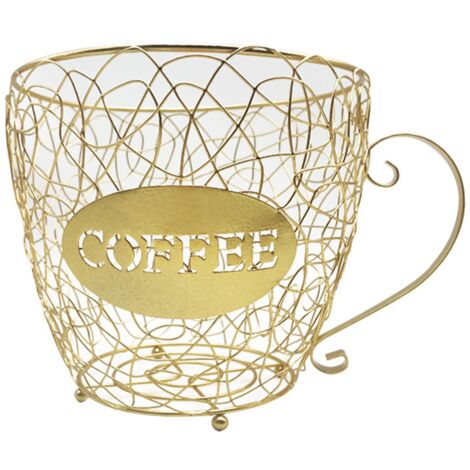 GrceBfeee Cesto Portacapsule Caffè A Forma Di Tazza – Organizer In Ferro Per Cialde, Nero, 15.5x14x10.5 Cm, Vintage - 2