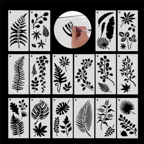 12 Stencil Rampicanti A Foglia Per Pittura – Kit Riutilizzabile In PET 30x10 Cm Per Pareti, Mobili, Tela E Fai Da Te