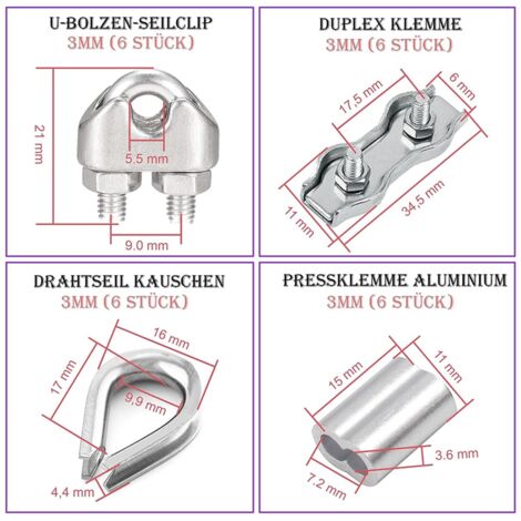 Design61 Set di 2 tenditori M8 x 110 mm, ganci di serraggio per