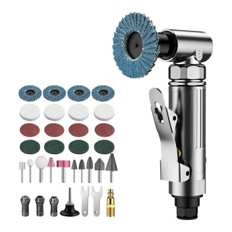 Mini Levigatrice Ad Angolo 90° Pneumatica AT-1502, Leggera E Compatta, 16000 Giri/min, Per Legno, Metallo E Plastica, Con Platorelli