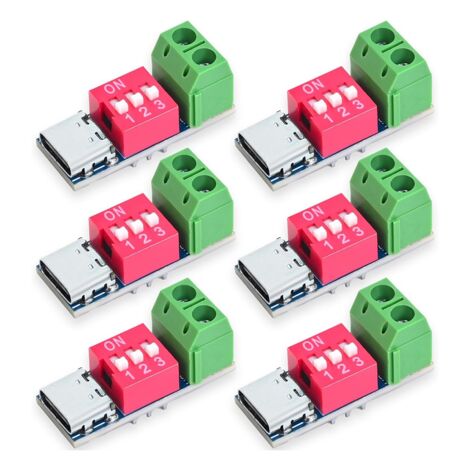 Modulo Trigger USB-C PD – 5 Tensioni Regolabili (5V-20V) Con DIP Switch, Compatibile PD3.0/2.0 E QC, Per Test E Fai-da-te (5 Pezzi)