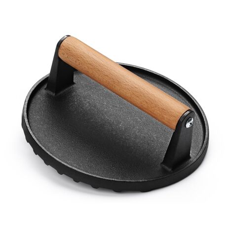 Smash Pressa Per Hamburger Da 14 Cm In Acciaio Inox Con Manico In Legno – Antiaderente, Per Barbecue E Griglia